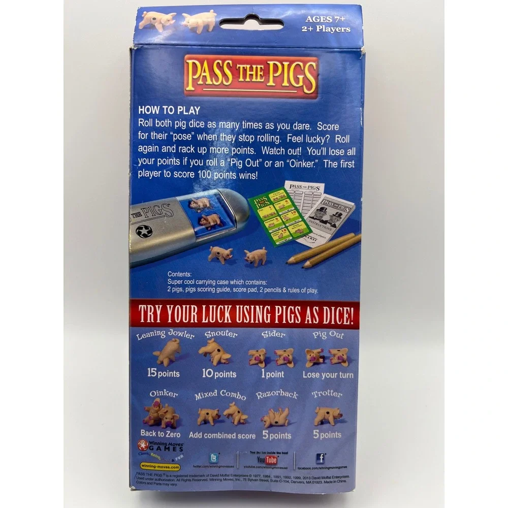 Pass The Pigs Classic Party Game Winning Moves 1046 Dice Game New in Box